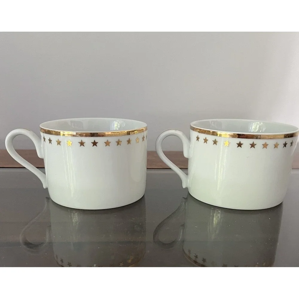 Pottery Barn New Traditions Gold Star Coffee Mug Tea Cup Vintage y2k 90s Galaxy